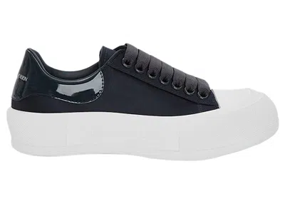 Pre-owned Alexander Mcqueen Deck Skate Plimsoll Laceup Anthracite (women's) Sneakers In Black