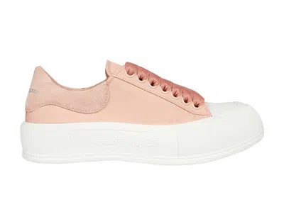 Pre-owned Alexander Mcqueen Deck Skate Plimsoll Laceup (women's) Sneakers In Magnolia/white