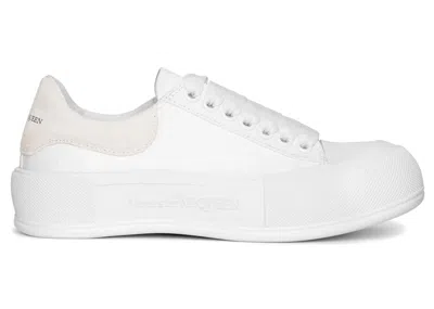 Pre-owned Alexander Mcqueen Deck Skate Plimsoll Laceup (women's) Sneakers In White
