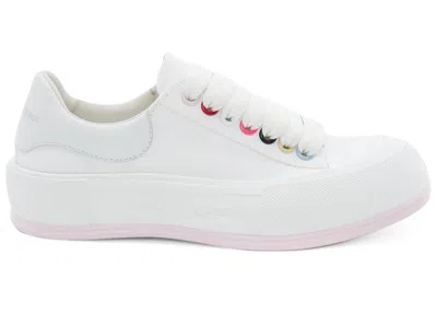 Pre-owned Alexander Mcqueen Deck Skate Plimsoll Laceup (women's) Sneakers In White