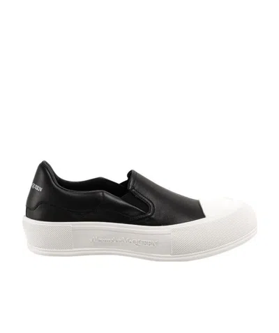 Alexander Mcqueen Deck Laceless Low-top Sneakers In Black