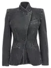 Alexander Mcqueen Mcqueen Deconstructed Denim Blazer In Black