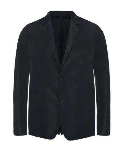 Alexander Mcqueen Deconstructed Logo-embroidered Jacket In Blue
