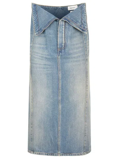 Alexander Mcqueen Delavè Denim Midi Skirt Skirts Blue