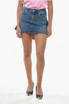 Alexander Mcqueen Denim Asymmetric Miniskirt In Blue