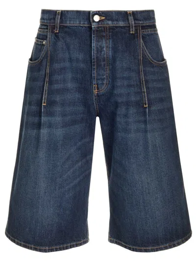 Alexander Mcqueen Denim Bermuda In Blue