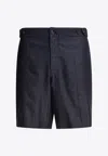 Alexander Mcqueen Tailored Shorts With Back Pockets And Belt Loops In Blue