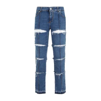 ALEXANDER MCQUEEN ALEXANDER MCQUEEN DENIM BLUE STONE WASH COTTON PANTS