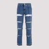 Alexander Mcqueen Low-rise Distressed Jeans In Denim