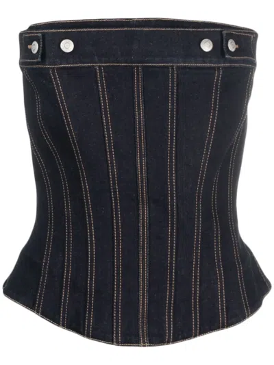 Alexander Mcqueen Alexander Mc Queen Denim Cold Wash Corset Top In Blue