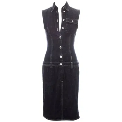 Pre-owned Alexander Mcqueen Denim Button-down Dress Fw 1996 In Black
