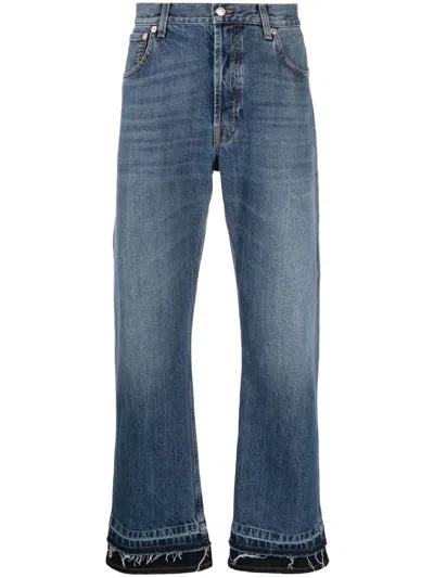 Alexander Mcqueen Straight-leg Cropped Jeans In Blue