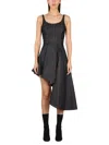 Alexander Mcqueen Asymmetric Midi Denim Corset Dress In Black