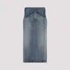 Alexander Mcqueen Structured High-waisted Blue Cotton Midi Skirt In Denim