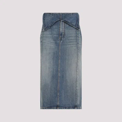 ALEXANDER MCQUEEN DENIM FOLD OVER WAIST SKIRT
