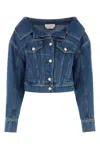 Alexander Mcqueen Stonewashed Denim Crop Jacket