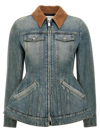 Alexander Mcqueen Denim Jacket In Blue