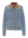 Alexander Mcqueen Fitted Blue Jacket With Peplum Hem And Contrasting Collar In Blue