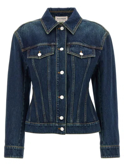 Alexander Mcqueen Mcqueen Women Denim Jacket In Blue