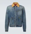 Alexander Mcqueen Denim Jacket With Suede Collar In Blue