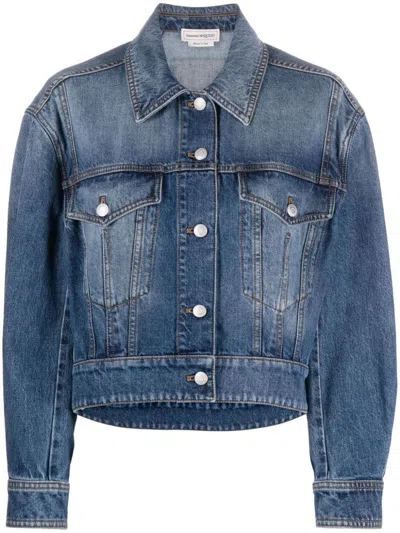 Alexander Mcqueen Denim Jacket In Navy