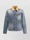 Alexander Mcqueen Washed Blue Ddenim Jacket With Suede Collar In Blue