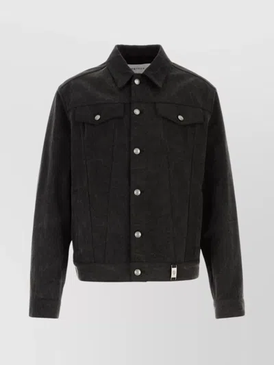 Alexander Mcqueen Denim Jacket With Long Sleeves And Collared Neck In Black