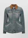 Alexander Mcqueen Peplum Corduroy-trimmed Denim Jacket