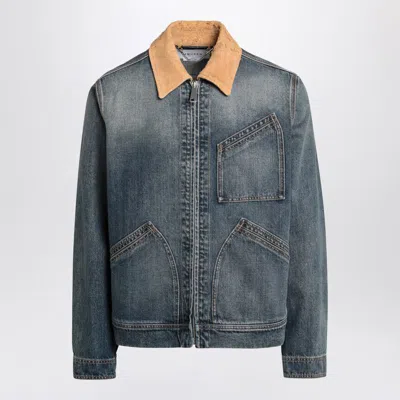 Alexander Mcqueen Cotton Denim Workwear Jacket In Blue
