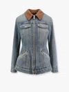 Alexander Mcqueen Alexander Mc Queen Light Blue Washed Denim Jacket With Ruffles