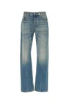 Alexander Mcqueen Blue High Waisted Jeans With Logo Detail On The Loop And Logo Patch On The Rear In
