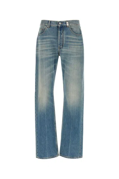 Alexander Mcqueen Mcqueen Skull Straight Leg Jeans In Blue Washed
