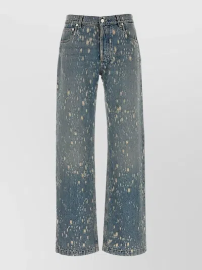 Alexander Mcqueen Denim Jeans Straight Leg Belt Loops In Blue