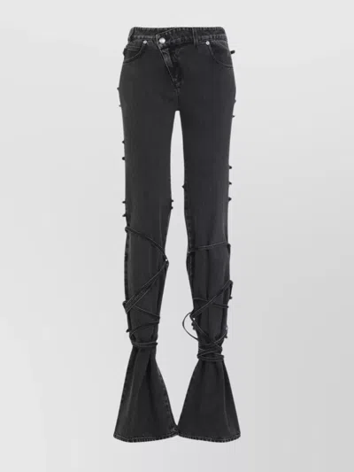 ALEXANDER MCQUEEN DENIM JEANS TIED STRAPS DETAIL