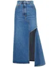 Alexander Mcqueen Denim Midi Skirt With Asymmetric High Slit