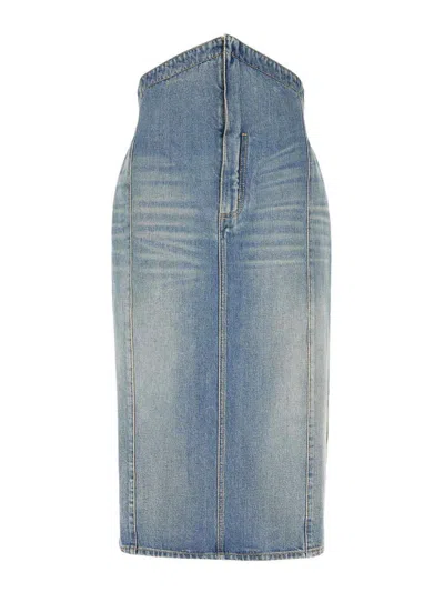 ALEXANDER MCQUEEN DENIM MIDI SKIRT