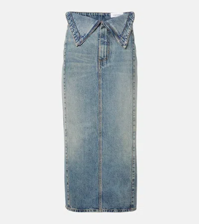 Alexander Mcqueen Denim Midi Skirt In Blue