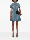 Alexander Mcqueen Denim Mini Shirt Dress In Blue