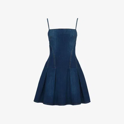 Alexander Mcqueen Denim Mini Dress In Dark Blue