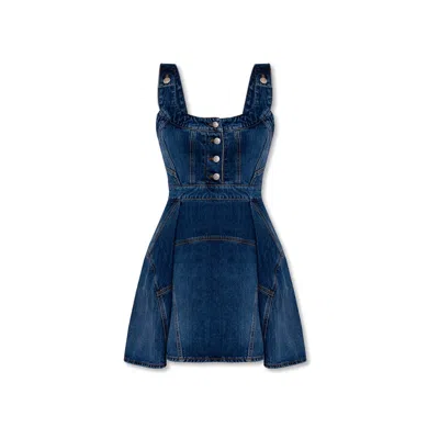 Alexander Mcqueen Denim Mini Dress Women In Blue