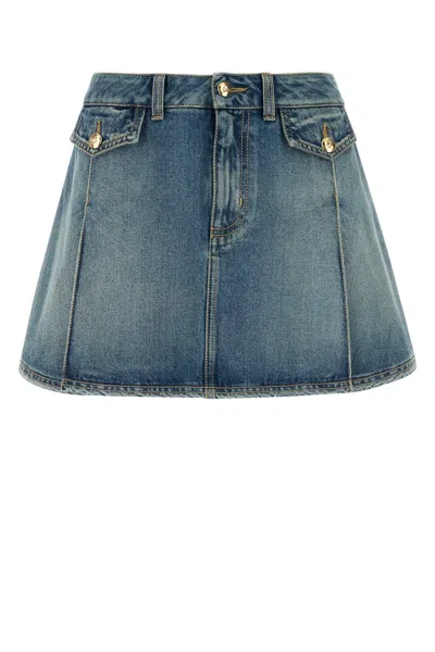 Alexander Mcqueen Denim Mini Skirt In Blue