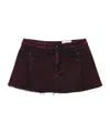 Alexander Mcqueen Overdyed Denim Mini Skirt In Dark Burgundy
