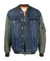 Alexander Mcqueen Denim Panelled Bomber Jacket In Blue