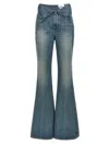 Alexander Mcqueen Blue Flared Jeans With Foldover Waist And Logo Patch On The Rear In Denim Womanaa