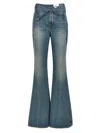 Alexander Mcqueen Blue Flared Jeans With Foldover Waist And Logo Patch On The Rear In Denim Womanaa In Blue