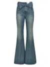 Alexander Mcqueen Blue Flared Jeans With Foldover Waist And Logo Patch On The Rear In Denim Womanaa In Blue