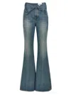 Alexander Mcqueen Blue Flared Jeans With Foldover Waist And Logo Patch On The Rear In Denim Womanaa In Blue