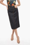 Alexander Mcqueen Women Contrast Stitching Denim Skirt In Brown