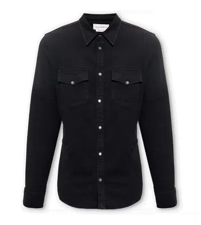 Alexander Mcqueen Denim Shirt In Nero