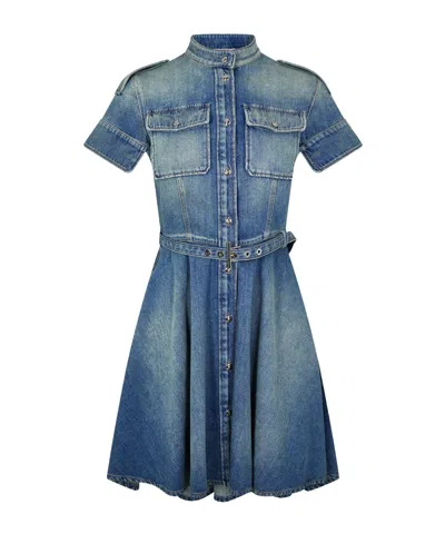 Alexander Mcqueen Denim Shirt Skirt In Blue